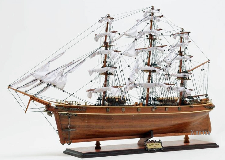 豪華な帆船 Cutty Sark 87cmL 精密級竜骨作り・木製完成品 